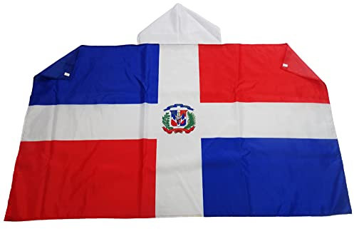 AZ FLAG Bandera de República Dominicana 150 x 90 cm, Capa Bandera Dominicana 100% poliéster con mangas integradas, Body Flag dominicano