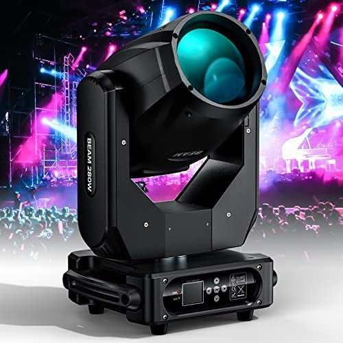 U`King 280W 10R (8000K) Moving Head LED Bühnenlicht, RGBW Partylicht Strahler Scheinwerfer mit 15 Farben/17 Muster/2 Prismen DMX512 für Lives Konzerte Drama DJ Bar