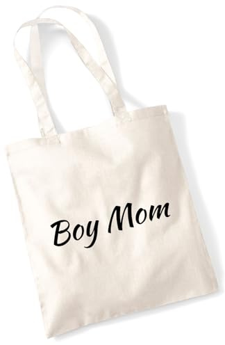 Huuraa Tasche Boy Mom Schriftzug Geschenk 10 Liter Natural Baumwolle Boy Mom Accessoire