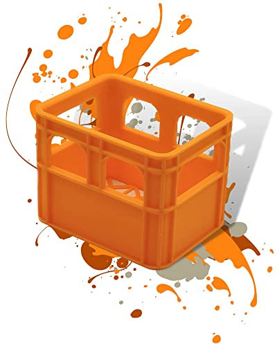Batterie Bier Kasten Batteriekasten Batteriekiste Batteriebox Aufbewahrungsbox Minikiste Minibox für Aufbewahrung von Batterien AA, AAA, 9V, Leerkiste - 3D gedruckt (Leer, Orange)