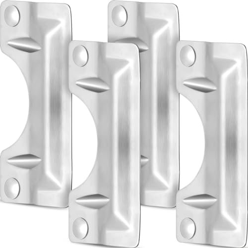Landhoow 4 Pcs 3 x 7'' Latch Guard Plate Cover Stainless Steel Door Security Strike Latch Protector, Against Forced Entry Easy to Install for Home and Commercial