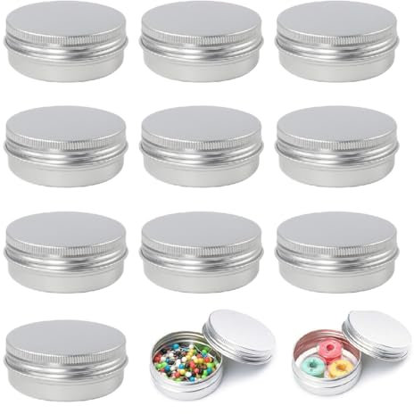 10 Stück Aluminium Döschen, 10ml Blechdose für DIY Kerze, Creme und Kosmetik-tragbare und kleine Metalldose, ideal für Reisen-Cremedosen in Silber
