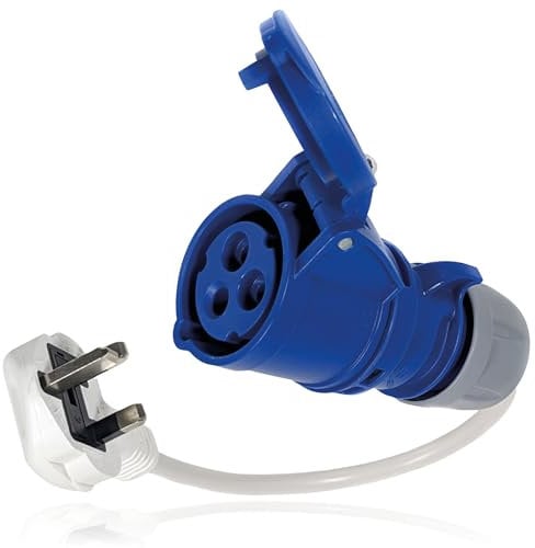 SPARES2GO 16A Socket Hook-Up Lead 13A Mains Plug Adaptor Caravan 3Pin 240V UK Camper Fly