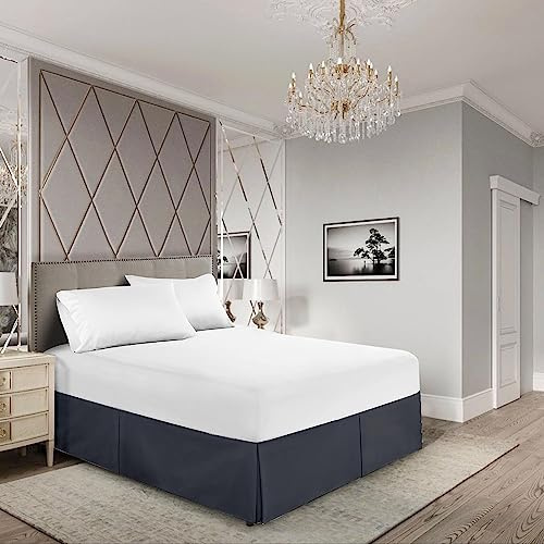 EGYLIN Cache-sommier pour lit super king size - 180 x 200 cm - Tour de lit élastique - Facile à enrouler - En coton égyptien doux - Convient sous le matelas et jusqu'au sol - Gris foncé