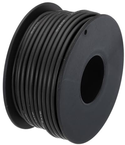 QUARKZMAN 18 Gauge Silikonkabel 18AWG Elektrisches Kabel, verzinnter Kupferdraht, hochtemperaturbeständig, Spule 15m Schwarz für Auto-Modell Elektrogeräte