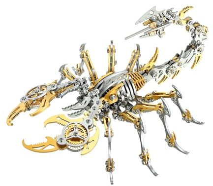 3D Metall Puzzle Scorpion King Mechanical Modellbausatz Erwachsene Insektenminiaturen Anspruchsvolles DIY-montageblock-Puzzle, Spielzeug für Erwachsene (Gold)