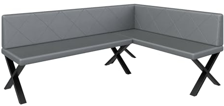 FURNISTAR Eckbank Akiko Metal X - Eckbankgruppe für Ihrem Esszimmer, Küche modern, Sitzecke, Essecke. Perfekt für Küche, Büro und Rezeption. Solide und Starke Verarbeitung. (196x142-Rechts-Soft29)