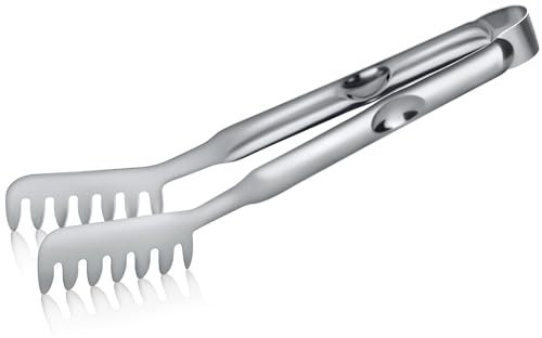 Pince à pâtes de 12 inches, pince cuisine inox avec poignées cannelées, pince à Spaghetti acier inoxydable, pince cuisine, pinces à spaghettis pour la cuisson des pâtes et le gril