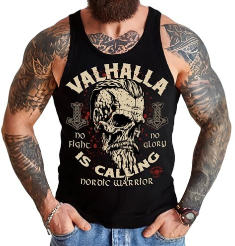 Herren Tanktop Muskel-Shirt für Wikinger Nordmann Keltic Fans: Nordic Warrior der nordischen Mythologie schwarz