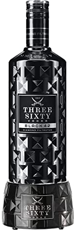 Generisch Three Sixty Black 0,7L (42% Vol) + Vodka Beleuchtung Flaschenbeleuchtung Display Glas Glorifier mit LED - [Enthält Sulfite]