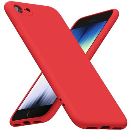 LoeoeL for iPhone SE Case Silicone 2nd 3rd Genration iPhone 7/8, Minimalist Ultra Thin Slim Soft Rubber Gel Solid Color Matte TPU Cute Case for Women Men, Girly Aesthetic Design & Camera Cover, Red
