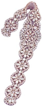 Niiyyjj Ceintures de robe de mariée avec bordure en strass et perles style marocain caftan, rose gold, taille unique