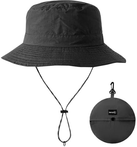 SSKHE Sonnenhut Wasserdicht Schnell trocknend Fischerhut für Frauen, Sommer dünner Faltbarer Hut mit breiter Krempe UPF 50, Herren Verstellbarer Eimer Hut für Klettern Angeln Wandern