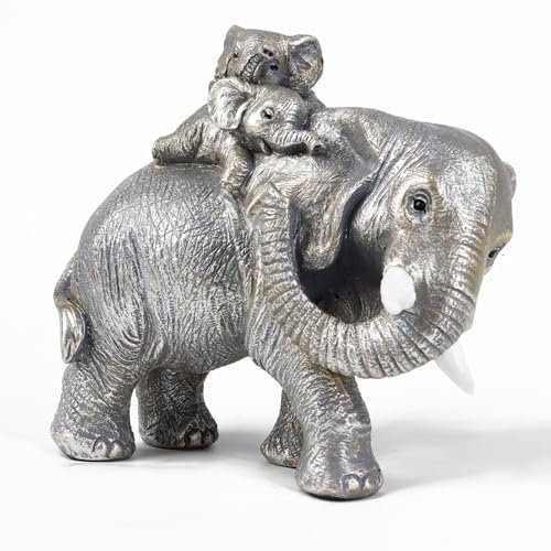 maozyiltle Elefant Deko Wohnkultur,Elefanten Geschenke FüR Frauen Viel GlüCk, Gesundheit, Kraft,BüCherregal Im Wohnzimmer, BüRo Deko Figuren (Antikes Silber)