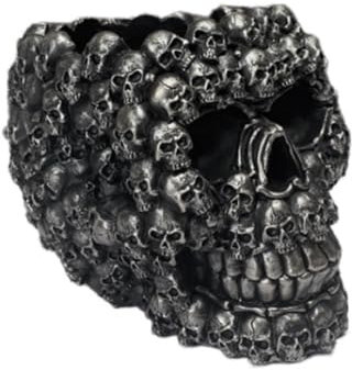 Macetero Calavera, Macetero Calavera, Jarrón Calavera Halloween Figuras Calavera Halloween Adornos Estatua Artesanía Maceteros Calavera para Plantas de Interior Adorno Estatua Esqueleto(Color:Black an