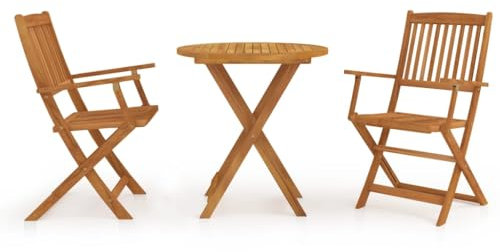 LIANGDONFC balkonmöbel Kleiner Balkon、gartentisch mit stühlen3-tlg. Garten-Essgruppe Klappbar Massivholz AkazieIdeal für Terrassen, Gärten