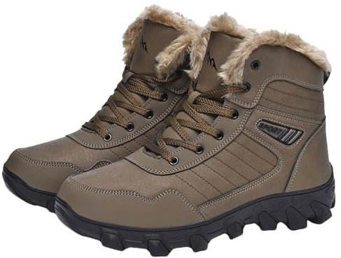 [Conquistatore] Stivali Caldi e da Neve alla al Freddo Galosce Donna Imbottite Stivali da Caccia (Brown, 47)