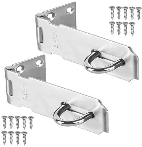 XHYASD 2 Stück Überfalle 5 Zoll,Schlossriegel,Riegelschloss,304 Edelstahl Schlossriegel Überfalle Schloss,Überwurfriegel,Sicherheitsüberfalle mit Schrauben Riegel für Vorhängeschloss,Schränke,Tore
