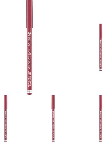 essence cosmetics soft & precise LIP PENCIL, Lippenkonturenstift, weich & präzise, langanhaltend, Nr. 21 charming, rot, farbintensiv, natürlich, vegan, Nanopartikel frei (0,78g) (Packung mit 5)