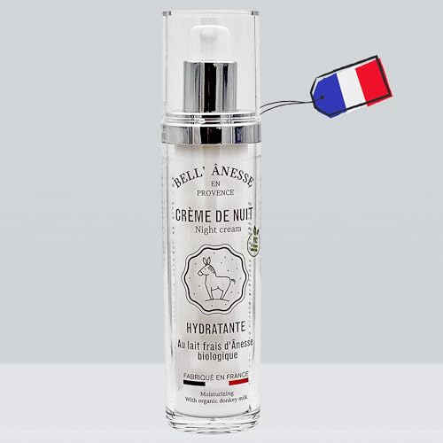 Nachtcreme mit frischer Eselsmilch, 50 ml, hergestellt in Frankreich, für alle Hauttypen.