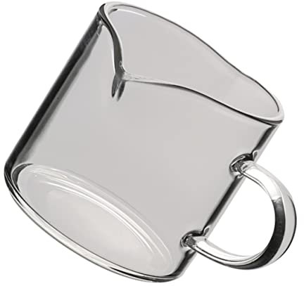 DECHOUS Milchkännchen Aus Glas Ergonomischer Griff Doppelter Ausguss Für Präzises Milchaufschäumen Für Latte Art Zuhause Und Kaffeehaus Geeignet Für Espresso Und Cappuccino