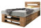 Lermowood Palettenbett M2 aus Holz 120 x 200 cm Eiche mit Kopfteil und 2 Bettkästen Holzbett 40cm Stabiles Seniorenbett Kinderbett Jugendbett Gästebett erhöhtes Bettgestell Futonbett Komforthöhe