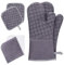 BESTOYARD 1set Heat Resistant Oven Mittens Microwave Gloves for Cooking Barbecue Kitchen Use Non-slip Insulated Design with Hanging for Easy Storage