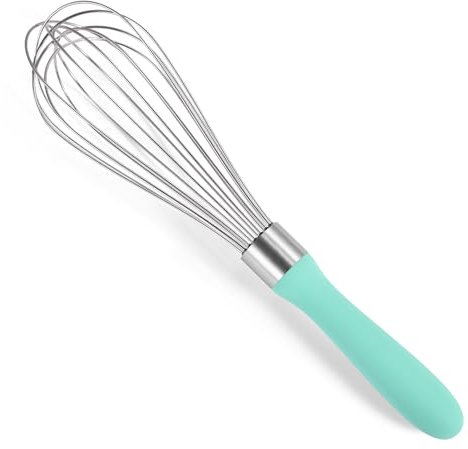 Doosu 28cm Schneebesen zum Kochen, Ballonschneebesen aus 18/10 Edelstahl, robuster Handschneebesen Rührbesen mit 8 flexiblen Drähten zum Mischen Rühren Schlagen Aufschäumen (Aqua Sky)