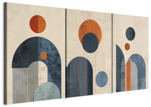 murando - Set di Quadri Moderni per Soggiorno, Geometrico Bauhaus, 120x60 | (3 pz. 40x60 cm ognuno), Quadro Moderno, Pannelli Decorativi per Pareti, Decorazione da Parete, Resistenti Allo Sbiadimento