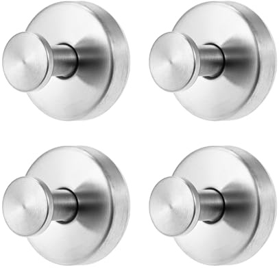 Mgoodoo 4Pcs Suction Cup Hooks for Shower,Stainless Steel for Bathroom | No-Drill Towel Hooks for Kitchens,Glass,Mirrors,Ceramic Tiles,Silver,Removable&Reusable,Waterproof