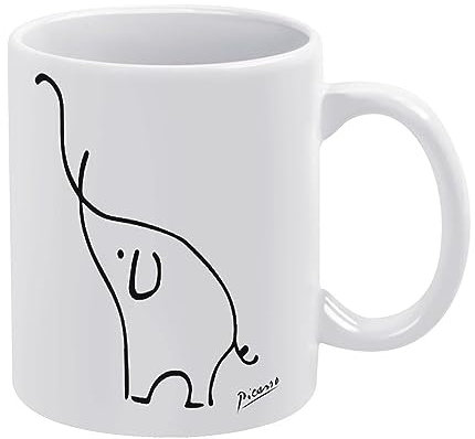 YINGD Tasse, Kaffeetasse, 330 ml, Elefant, Picasso, Porzellan, Keramik, Geschirr, niedlich, weiß, für Zuhause und Büro