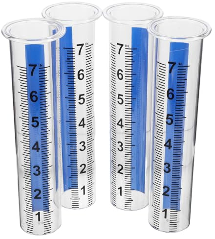 Gatuida 4-teiliges Regenrohr für den Außenbereich: Präziser Wassermesser, transparentes Ersatz-Regenmesserrohr für Rasen, Garten, Landschaft und Bauernhof