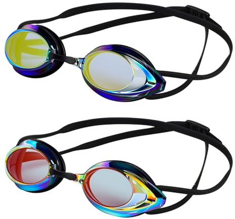 MLPKOI 2PCS Lunettes de Natation Adultes, Lunettes de piscine Mixte, Lunette Piscine Adulte Hommes Et Femmes, Sans Fuite et Ajustable, Pont Nasal Auto-Ajustable, Antibuée, Mixtes, Pour Tous Nageurs