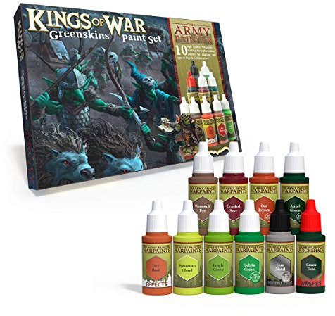 The Army Painter | Warpaints Kings of War Greenskins Paint Set | 10 Peintures Acryliques pour Peindre des Figurines d’Orcs, de Goblins, de Monstres à Peaux-Vertes et de Warmachines de Wargames WP8014