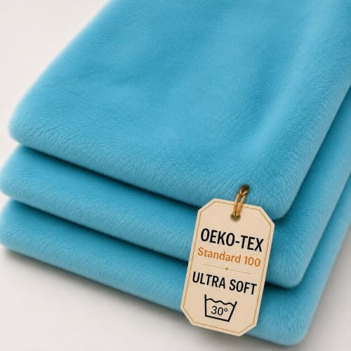 StoffBook Türkis Kunstpelz Kaninchenfellimitat Kunstfell für Bekleidung | Dehnbar, weich und leicht, Stoff für Bekleidung, Kostüme und Dekoration, Fellstoff und Teddyplüsch, Meterware ab 50cm