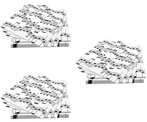 Beistle S58113AZ3 Servietten mit Musiknoten, 48 Stück, Papier, Weiß/Schwarz