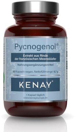 Pycnogenol - Extrakt aus Rinde der französischen Seekiefer - 100mg pro Tagesdosis - pflanzliche Kapsel - Vegan - Ohne Magnesiumstearat - 60 Kapseln vegan KENAY EUROPE PREMIUM PRODUKT