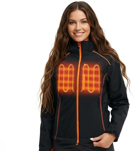 CONQUECO Heated Jacket Body Wamer: Electric Windproof & Waterproof Jacket with 10000 mah Battery Pack - 3 Heating level for Sports & Outdoor (M, Women)