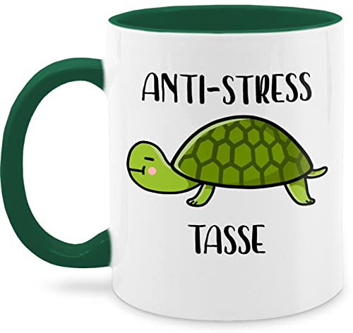 Tassen 325ml - Statement Sprüche - Anti Stress Tasse Schildkröte - 325 ml - Dunkelgrün - antistresstasse spruchtasse sarkasmus turtle kaffeetasse kaffeebecher büro lustig spruchtassen spruch