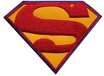 R-CO Superman-Film-Aufnäher zum Aufbügeln oder Aufnähen - Mittel, Rechteckig, 8,3 x 6,1 cm, blau, Dekorative, Embroidered Character Logo, Film, 1 Stück