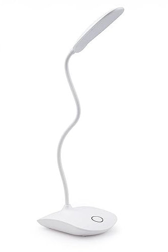 INF Lampe de table LED, lampe de bureau, lampe de chevet, lumière, lampe, rotative, base flexible, dimmable, à piles, blanc