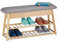 Relaxdays Schuhbank f. 8 Paare, 2 Ablagen, klappbares Sitzpolster, 2 Fächer Stauraum, Bambus, HBT 48 x 90 x 28 cm, Natur, 1 Stück, Hellbraun, Grau