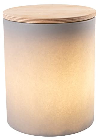 8 seasons design Shining Drum LED-Zylinder Hocker Tisch Flaschenkühler Pflanztopf (Ø 37cm, Höhe: 45cm) Grau, E27 Fassung inkl. Leuchtmittel in warmweiß, inkl. Deckel, Indoor & Outdoor