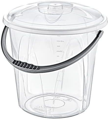 Large 20L Clear Plastic Bucket with Lid Plus Carry Handle Storage Container Bin Caddy (1)