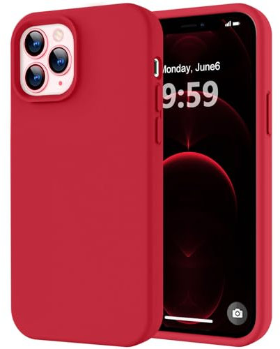 LOVE 3000 Compatible with iPhone 12 Pro Max Phone Case | Thickening Liquid Silicone | Anti-Scratch Microfiber Lining | Full-Body Duty Heavy Protection Case for iPhone 12 Pro Max Women Girls, Red