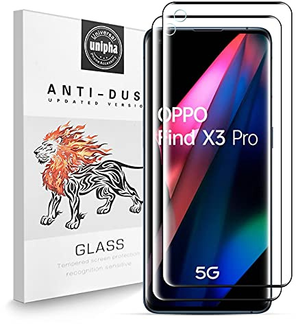 Zidwzidwei Protector de Pantalla Completo para OPPO Find X3 Pro [2-Pack], 3D Curvado Cobertura Completa Vidrio Templado, Alta Definicion Anti-Rasguños, OPPO Find X3 Pro Protector Pantalla