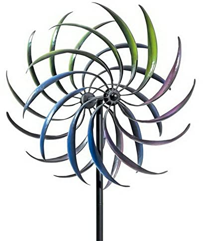 Windmühle aus Metall, bunte Weidenblätter, zweifache Richtung, Windrad, Outdoor, Garten, Rasen, Dekoration, rotierende Windmühle Ornamente