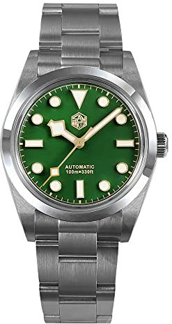 NC San Martin 36 mm Vintage Explore Climbing Series Luxus Herrenuhr Saphirglas Uhren Automatische mechanische Armbanduhren (Green)