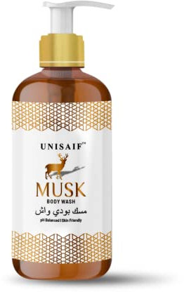 Unisaif Musk Organic Body Wash & Shower Gel Women and men's | Sulphate & Paraben Free| Skin Friendly| Nourishing (300ml)