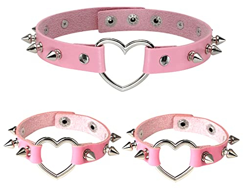 Manfnee Leder Gothic Choker Armband Punk Spike Rivet Rock Kragen Halskette Armband Armbänder